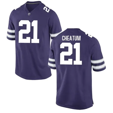 Men's Game Drake Cheatum Kansas State Wildcats Football College Jersey - Purple