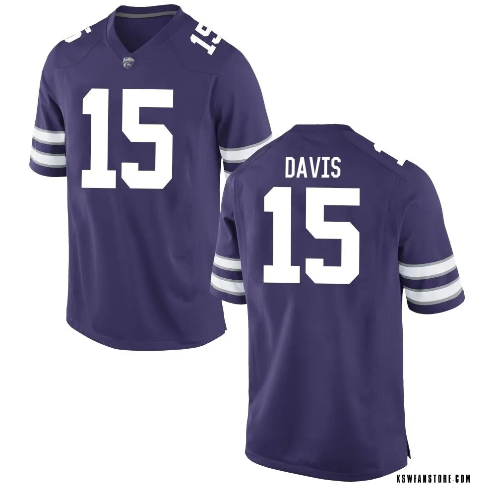 Men's Game Trae Davis Kansas State Wildcats Football College Jersey - Purple